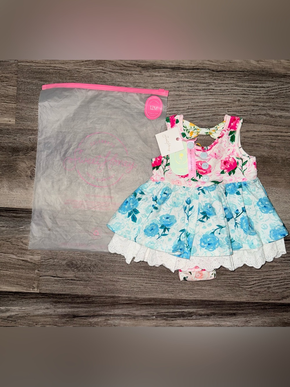 Sweet Honey Bubble Outfit Size 12 Months * New W Tags & Bag NWT  12M Floral